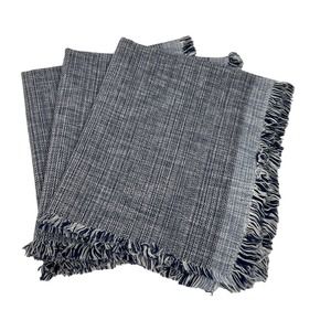 JABARA The Cottages Napkins Woven Cotton Navy Blue and White 14 x 14 Set of 3